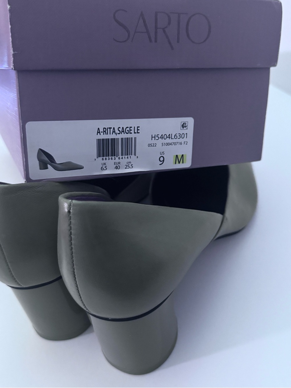 SARTO By Franco Sarto Sage Green Rounded Toe Mid Block Heel Pumps Reteo Style
